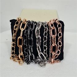 BRACCIALE CON CATENA (ORO,ARGENTO,BRONZO) IN PROVETTA DI VETRO. CHAINS