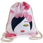 ZAINO A SACCO VOLTO DI DONNA E CHIUSURA TIRANTE.