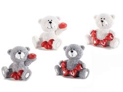 ORSETTO SEDUTO IN RESINA CON CUORI DA APPOGGIARE