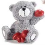 ORSETTO SEDUTO IN RESINA CON CUORI DA APPOGGIARE