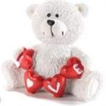 ORSETTO SEDUTO IN RESINA CON CUORI DA APPOGGIARE