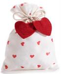 SACCHETTO IN STOFFA CON TIRANTE CON CUORI IN PANNO