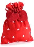 SACCHETTO IN STOFFA CON TIRANTE CON CUORI IN PANNO
