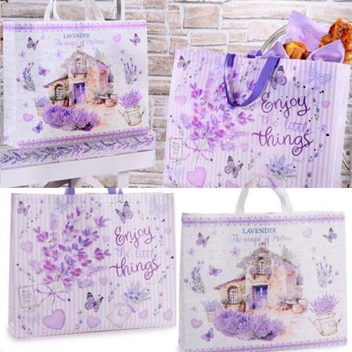 BORSA IN TESSUTO NON IN TESSUTO 21L CON STAMPA LAVANDA