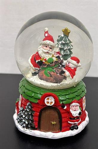 PALLA DI VETRO CON NEVE SFERA DI BABBO NATALE