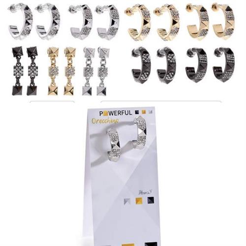 ORECCHINI IN METALLO CON BORCHIE E STRASS. INTRECI D'ARTE