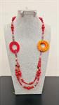 COLLANA ROSSA ARTIGIANALE CON GANCI A UNCINETTO
