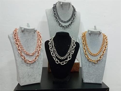 COLLANA CON CATENA COLOR BRONZO IN PROVETTA DI VETRO.FASHION CHAINS