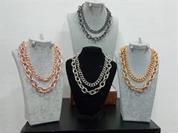 COLLANA CON CATENA COLOR BRONZO IN PROVETTA DI VETRO.FASHION CHAINS
