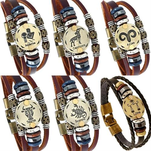 BRACCIALE IN PELLE CON COSTELLAZIONE ZODIACALE. MEIPING