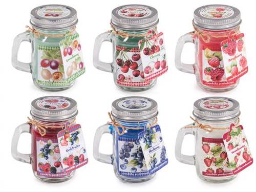 CANDELA IN BOCCALE DI VETRO CON COPERCHIO IN METALLO